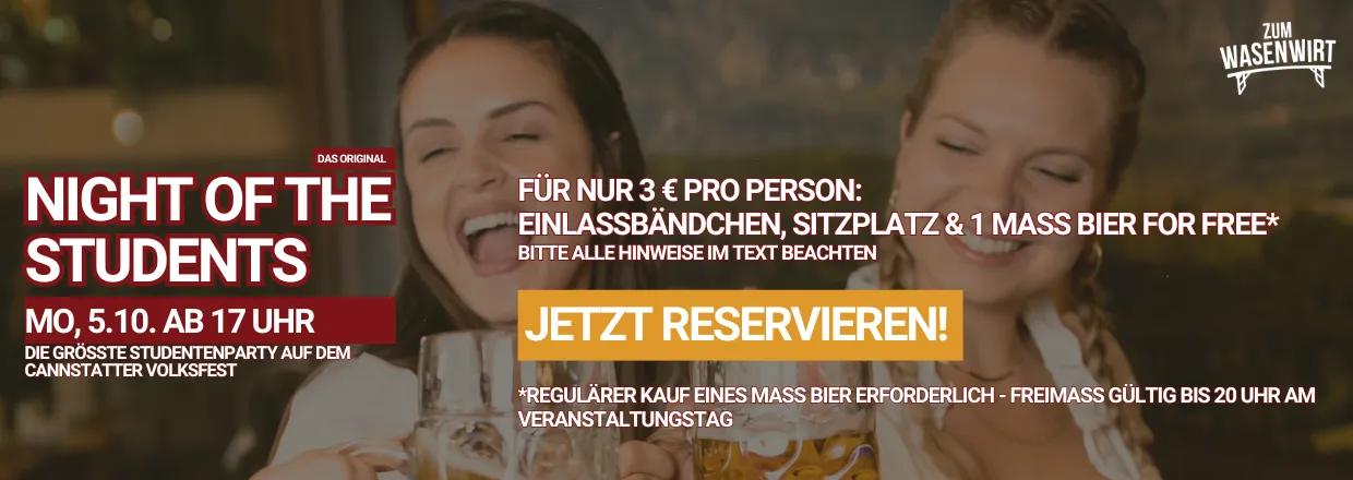 Night of the Students, Montag, 5.10.2026 ab 17 Uhr