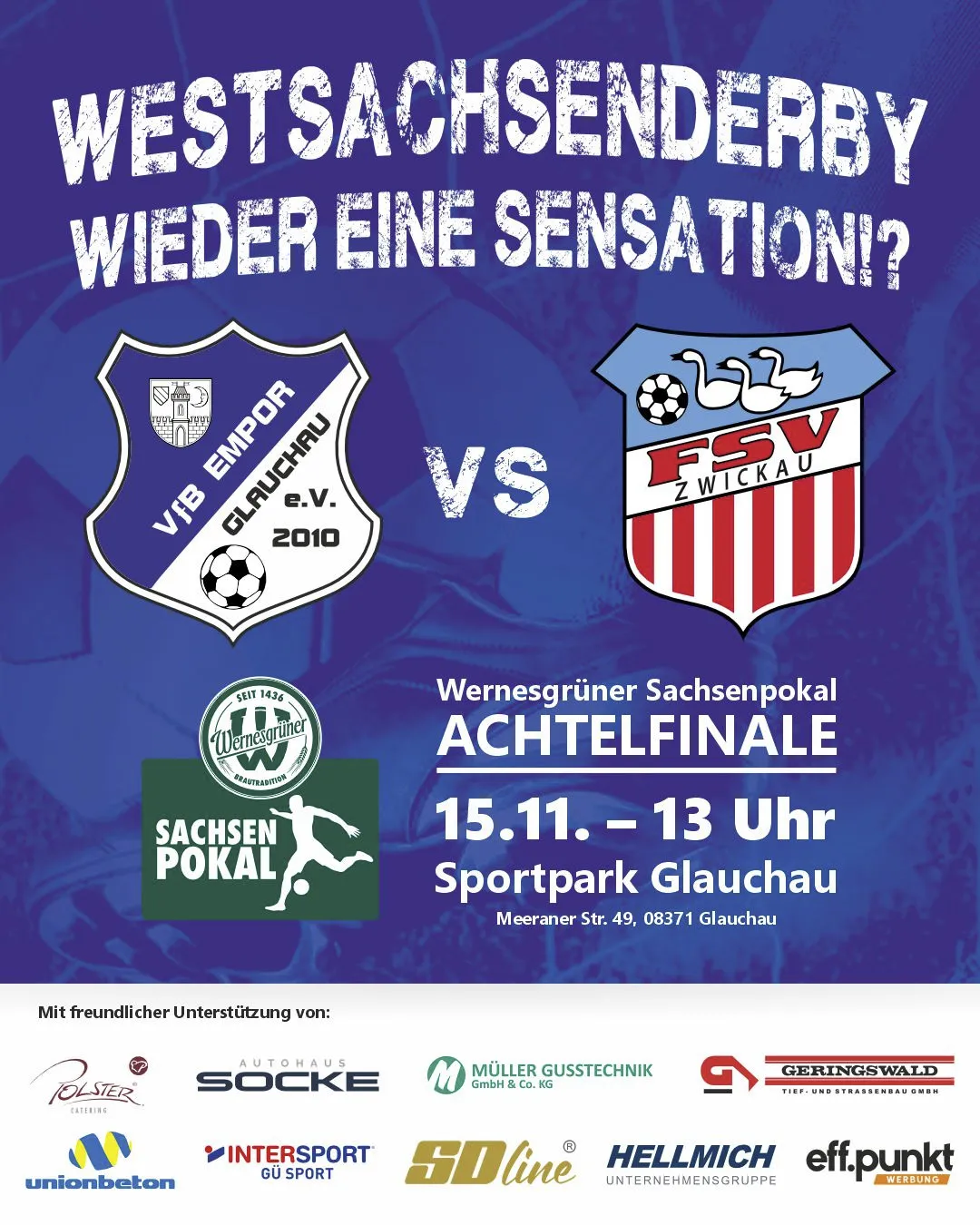 Wernesgrüner Sachsenpokal VfB Empor Glauchau - FSV Zwickau