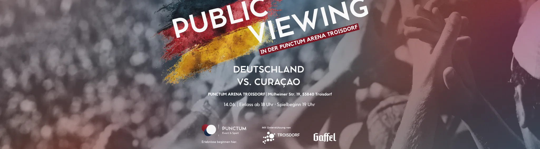 PUBLIC VIEWING AUF 15 m² LED-WAND | Deutschland vs. Curaçao | Einlass ab 18 Uhr · Anpfiff 19 Uhr