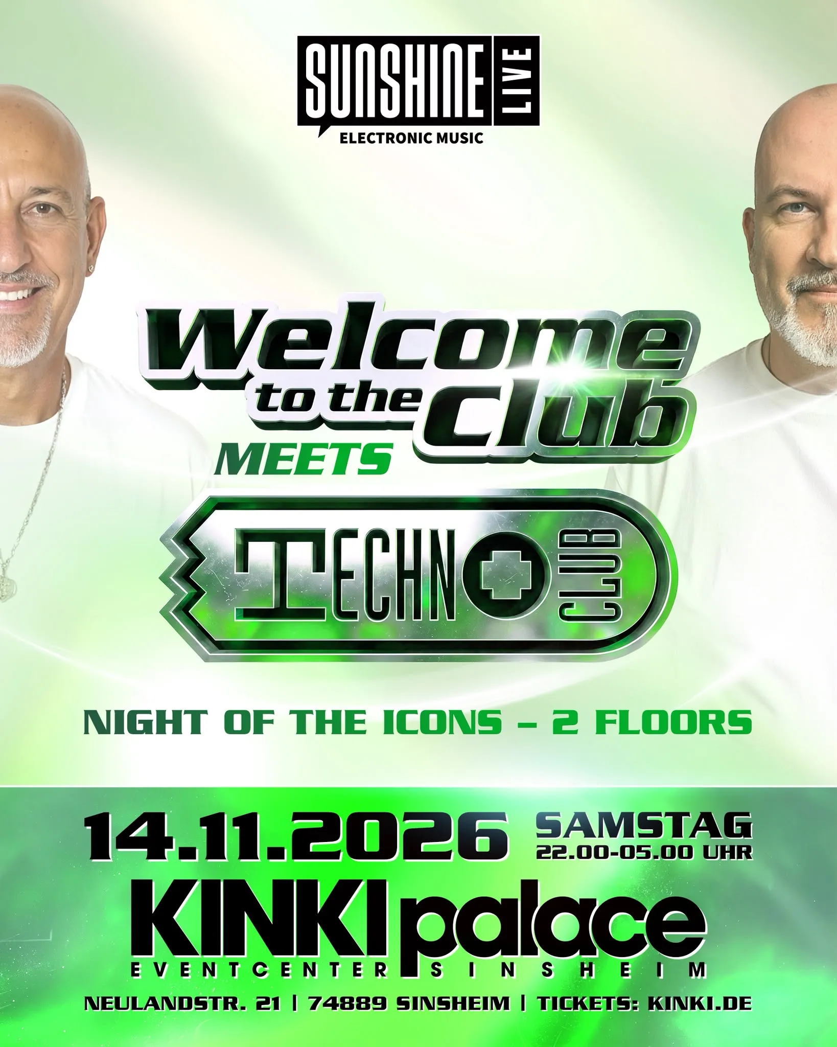 WELCOME TO THE CLUB meets TECHNO CLUB mit Sunshine Live