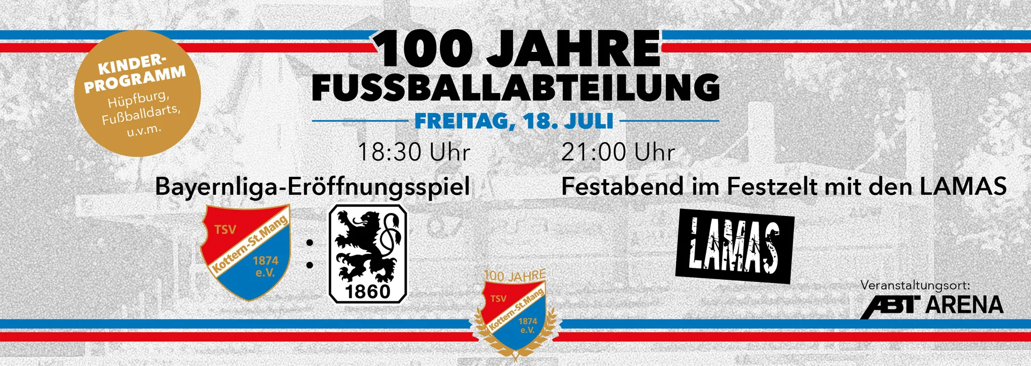 100 Jahre Fußballabteilung TSV Kottern | Eröffnungsspiel und Festabend mit den Lamas